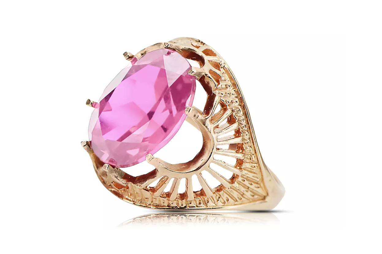 Originálny produkt Vintage 14k s ružovým zlatým ametystovým krúžkom vintage unikátny VRC003R